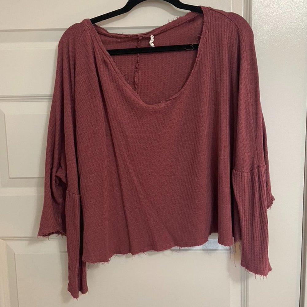 Ribbed long sleeve maroon tee | Medium